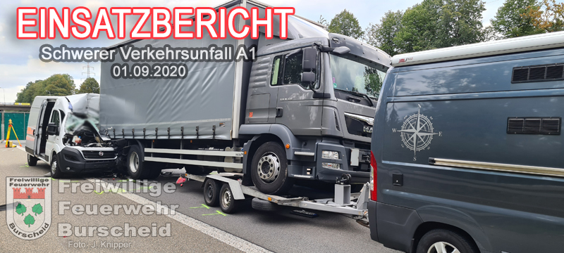 Tödlicher Verkehrsunfall am 01. September auf der A1 bei Burscheid